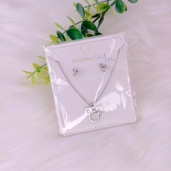 Mickey Mouse Stainless Steel Necklace and Earring Set - Picture 9 of 11